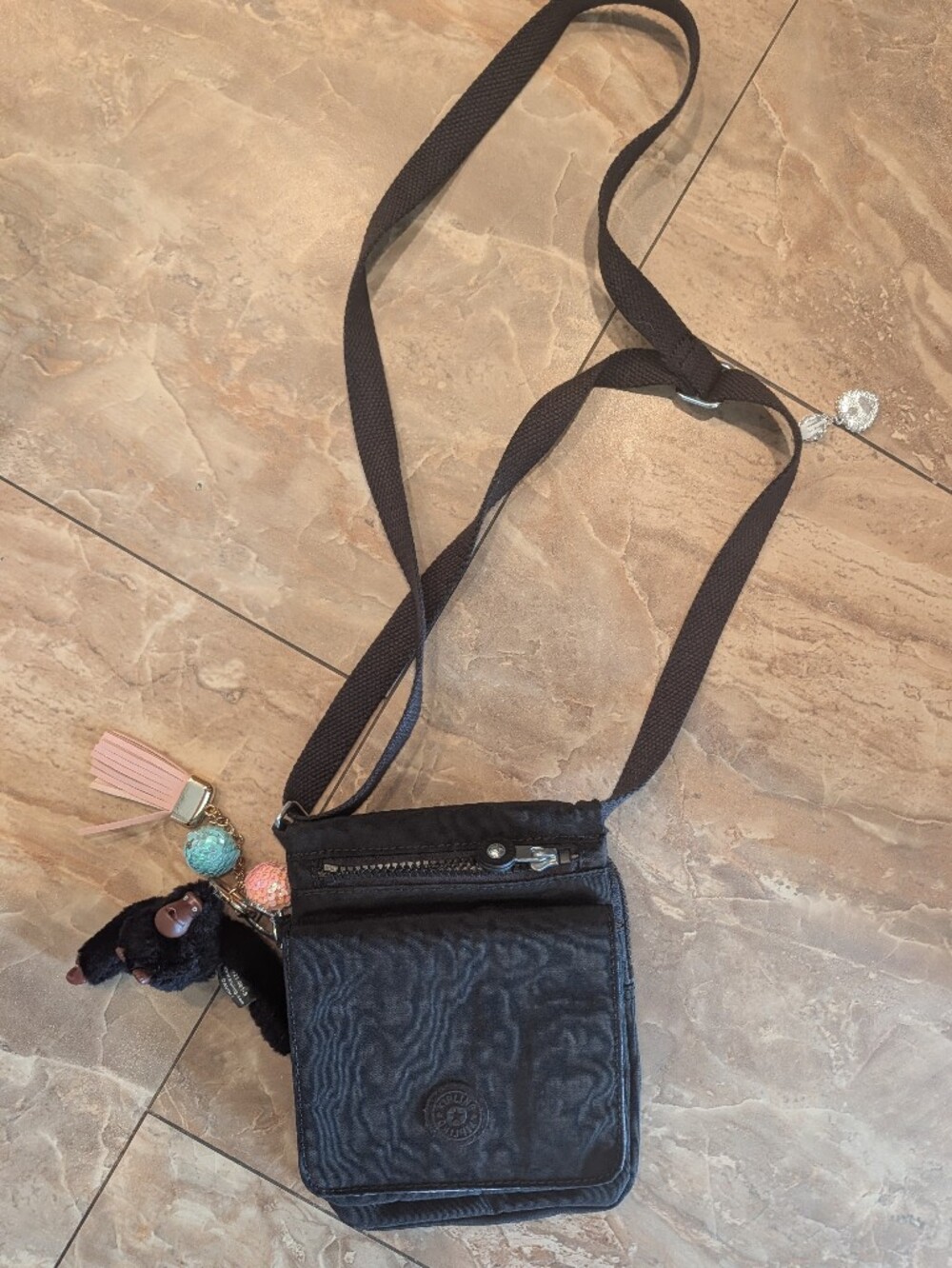 Kipling Black Crossbody Mini Bag with Monkey Charm
